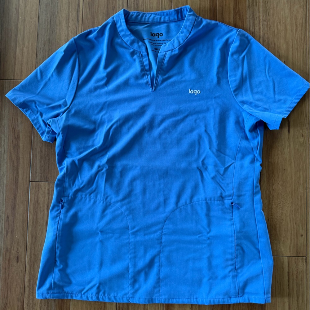 Cyan Blue Lago Scrub Top